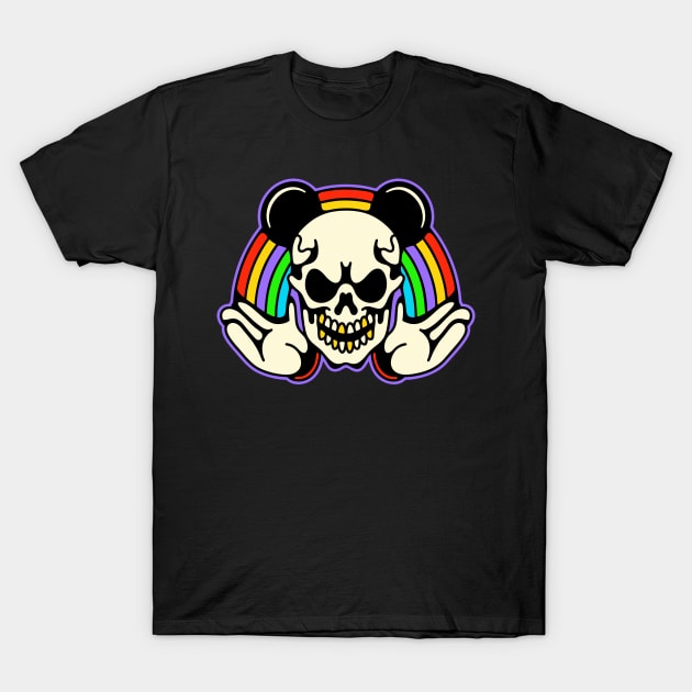 Skull mouse and rainbow T-Shirt by Bojes Art